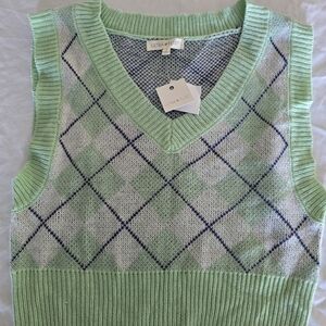 Ultra Flirt Mint Green and Navy Sweater